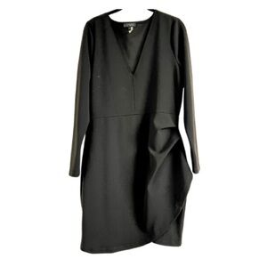 1. State Black V-Neck Draped Ruffle Long Sleeve Mini Dress - size L